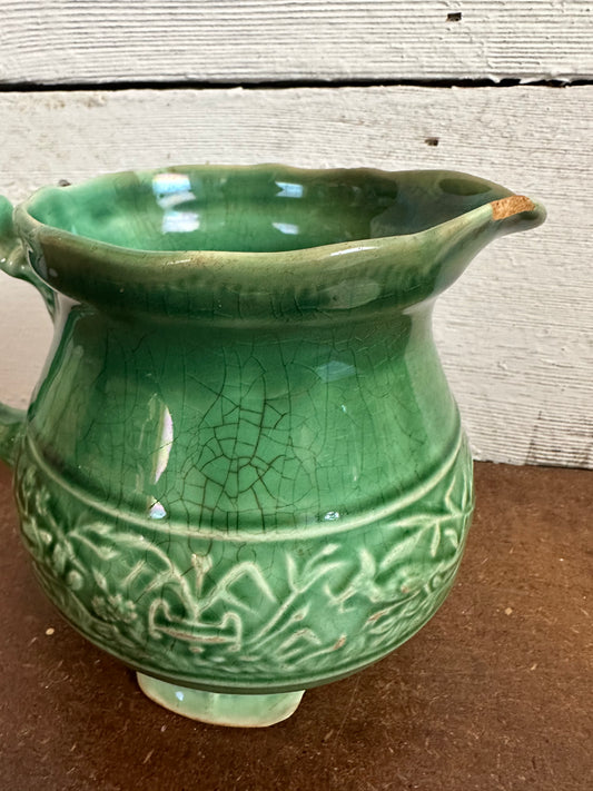 Green Stoneware Pitcher