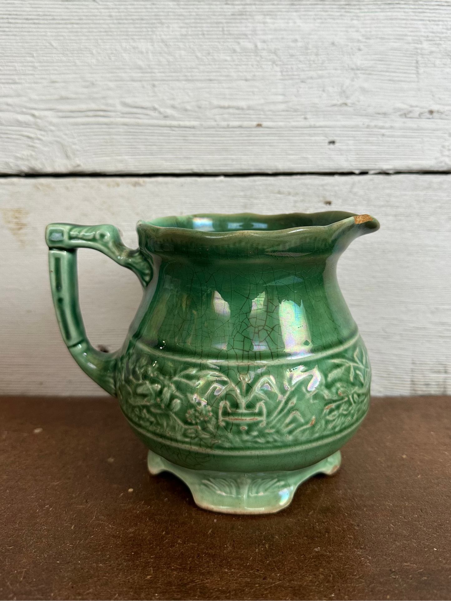 Green Stoneware Pitcher