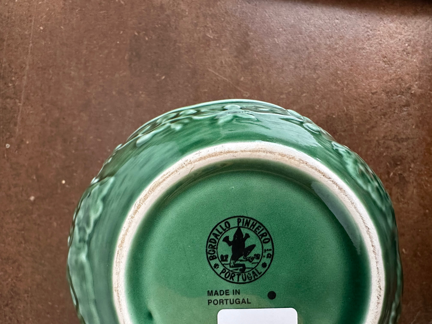 Green Stoneware Pitcher w/Rabbits