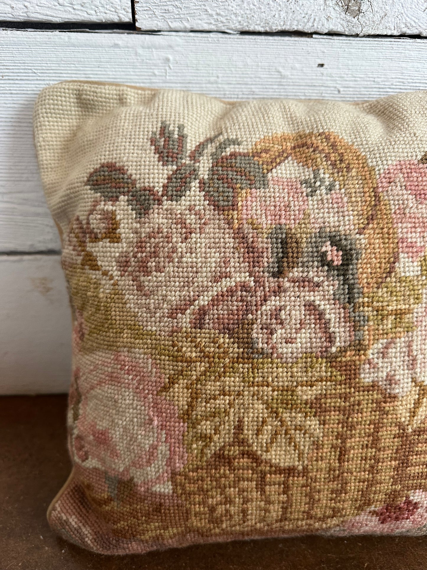Vtg Cross Stitch Pillow