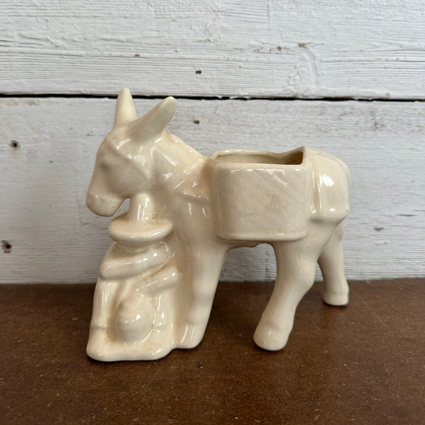 Vtg Ceramic Donkey Planter