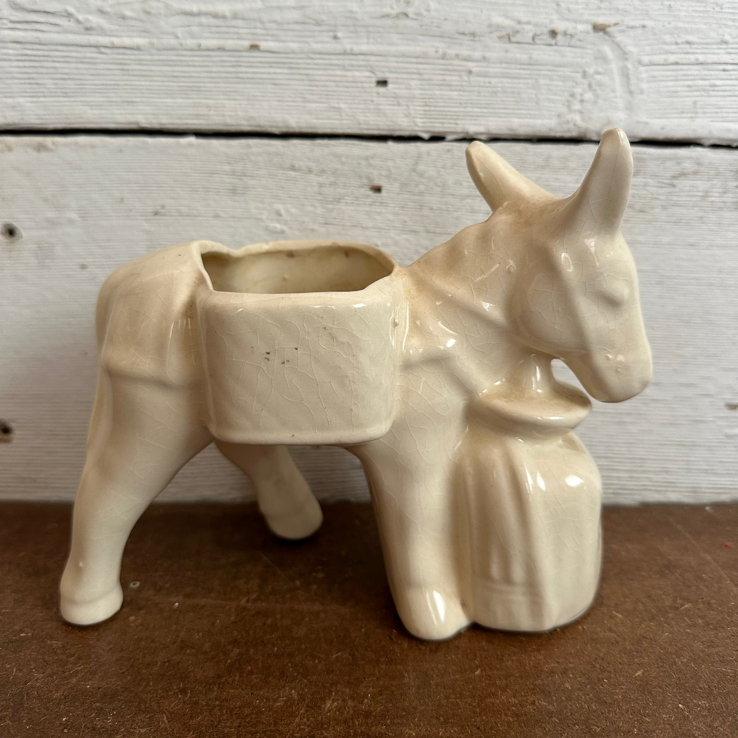 Vtg Ceramic Donkey Planter