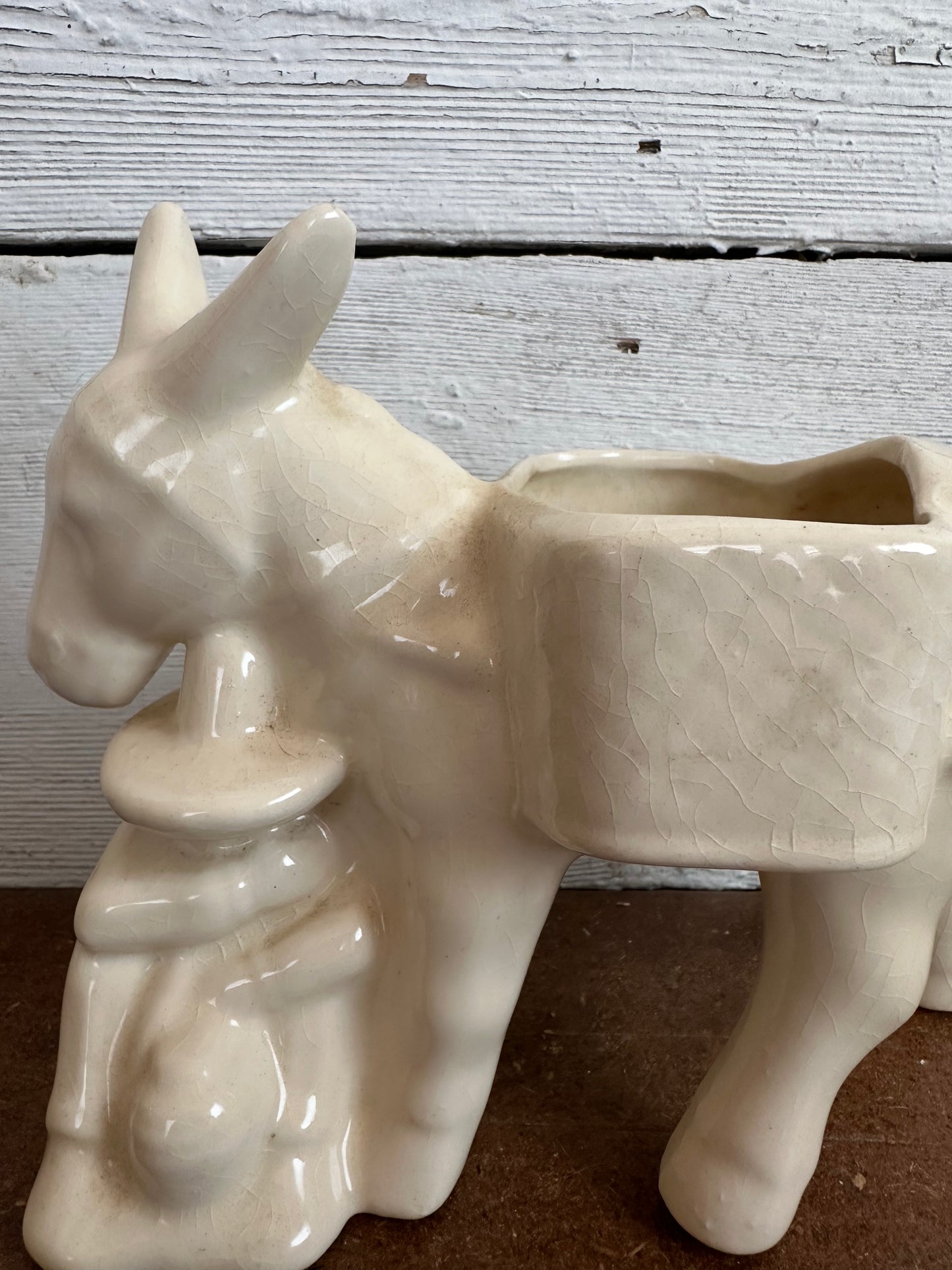 Vtg Ceramic Donkey Planter