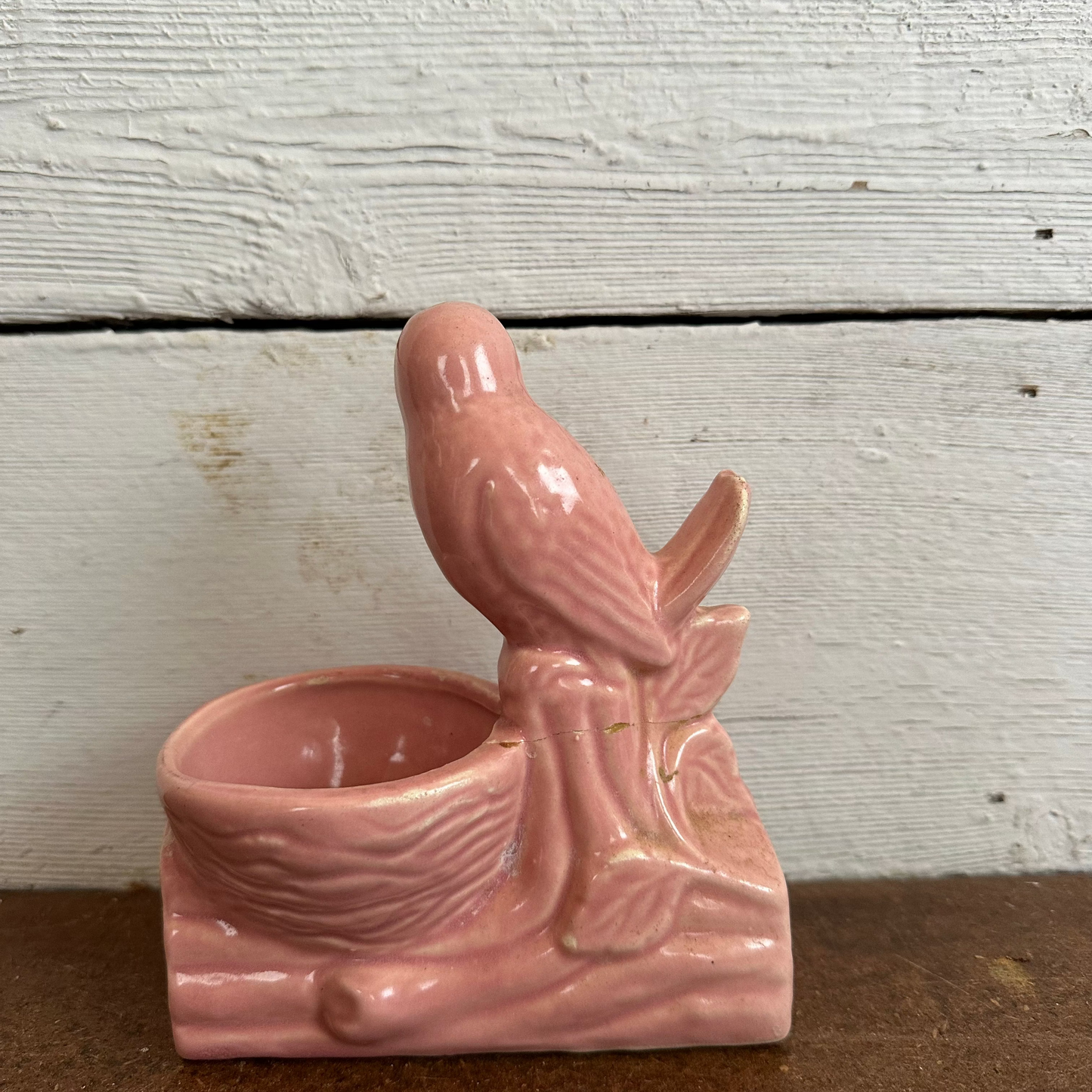 Pink Ceramic Bird Planter