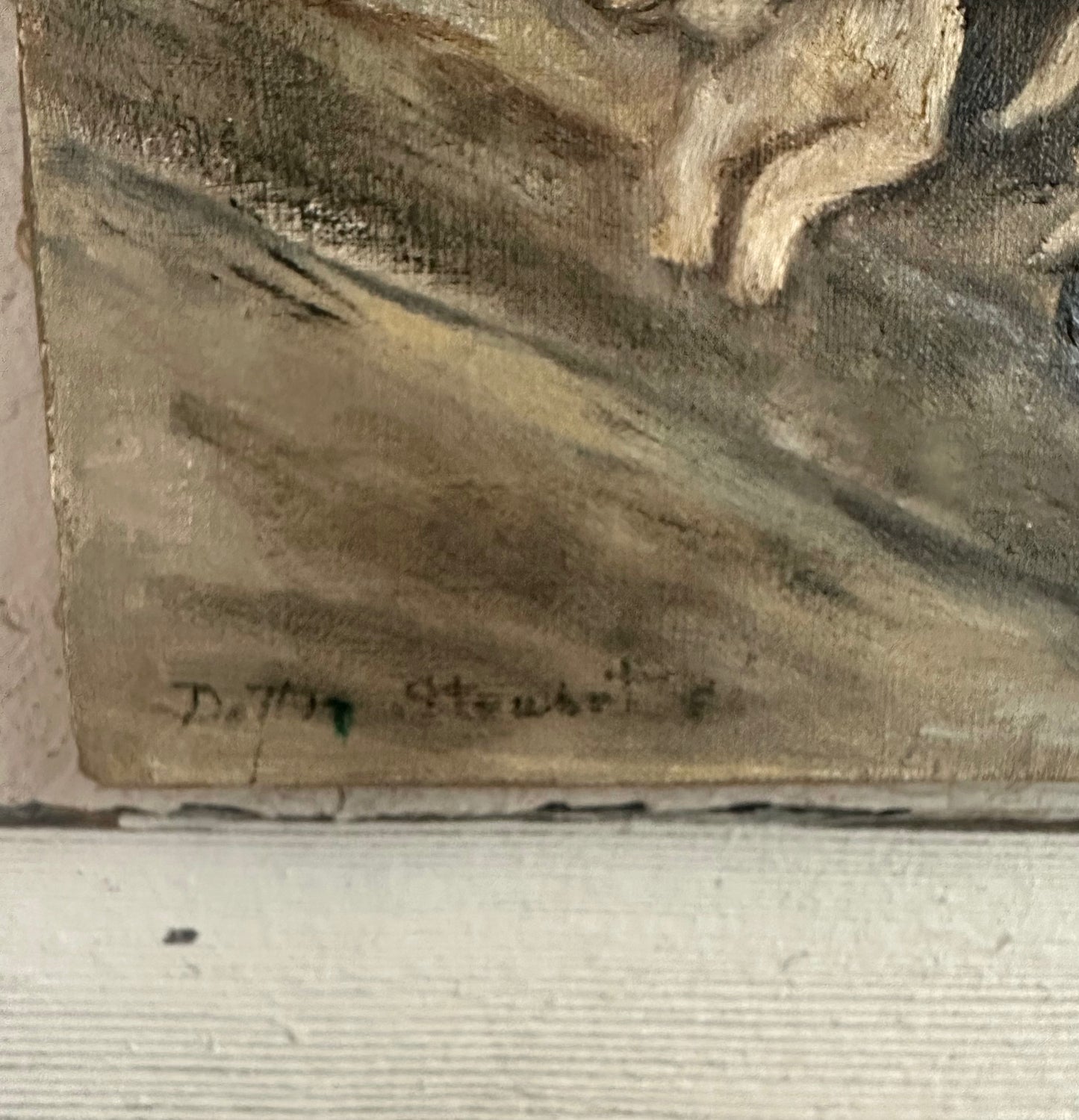 Canvas Painting with Dog In Doorway